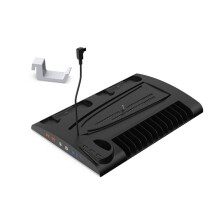 Charging Stand, Multifunctional LED Cooling Stand with Charging Station, 2 Controllers for PS5 PS5 SLIM Console Black