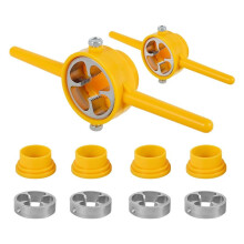 6Pcs NPT Die Set, PVC Thread Maker Tool, Pipe Threader Plumbing Tool, Manual NPT Round Die Set for PVC Pipe, Yellow