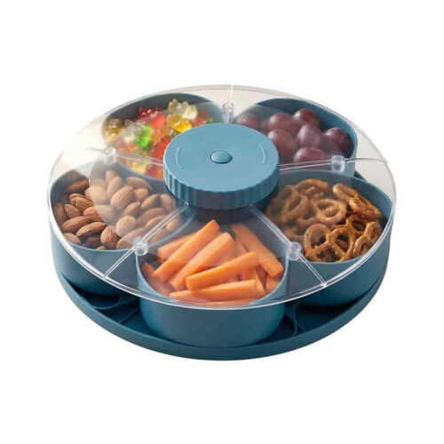 Drehbare Servierplatte mit Fächern - Ideal für Snacks, Dips und Party-Häppchen, Gemüse- und Obstplatte