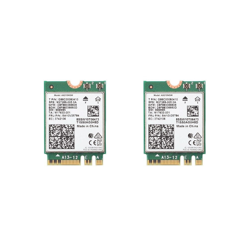 2X Ax210 Ax210ngw Network Card M.2 Ngff 2.4Ghz/5G Wi-Fi 6E 2400Mbps Wifi Card 802.11Ax 5.2 Wifi Adapter 4713241391443