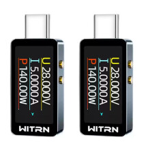 2X WITRN CC1 USB Spannings- en Stroommetertester, PD3.1 Digitaal Display, 28V Type-C Vermogensmeter