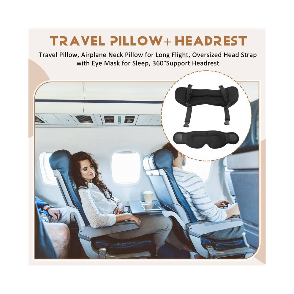 2X Travel Pillow, Airplane Neck Pillow For Long Flight, Oversized Strap With Eye Mask 360Support Headrest 4713929835528