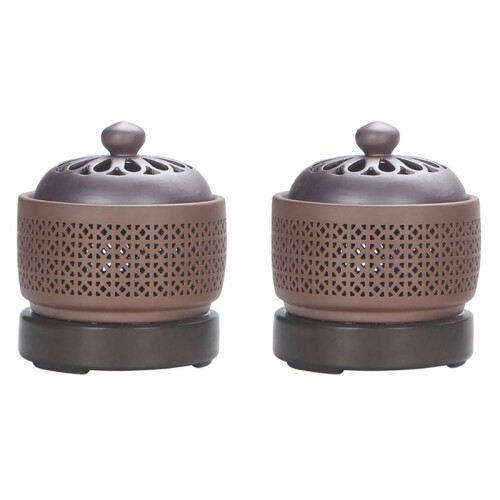 2X Electronic Aromatherapy Electric Incense Burner Essential Oil Night Light 220V Timing Temperature Adjustment,S
