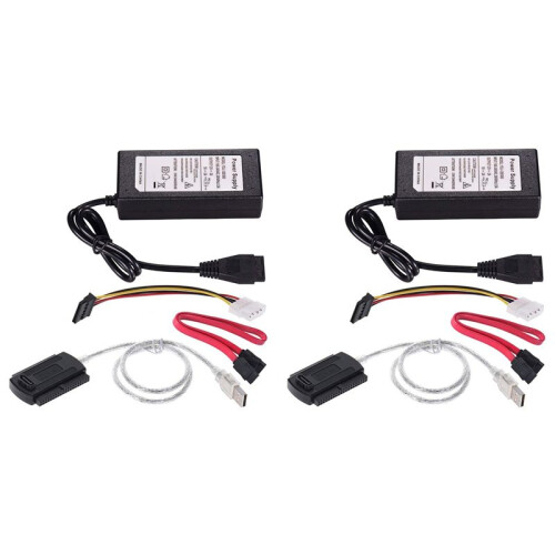 2X  PATA IDE Drive para USB 2.0 Cabo Conversor Adaptador para Disco Rígido HDD 2,5 Polegadas 3,5 Polegadas com Plugue Externo da UE