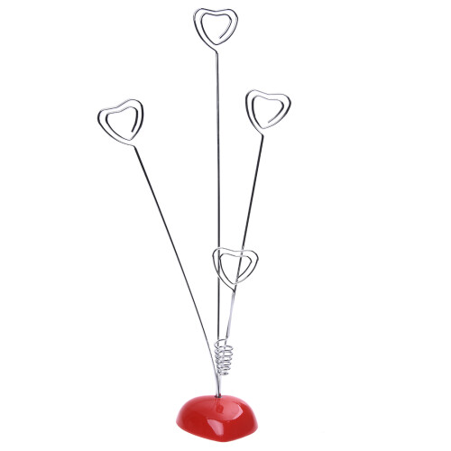 Heart-Based 4 Standing-Heart Wire Holders Photo Card Note Memo Clips Tree 1