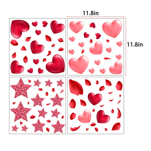 Valentinstag Herz-Fensteraufkleber, 4er-Pack 2