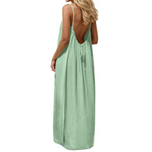 Women's Spaghetti Strap Backless Loose-fitting-light green L