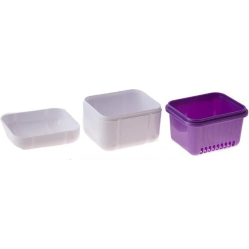 Wisdom Denture Bath with Rinsing Bowl Basket Denture Storage Box Container Case 2