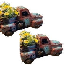 Retro-Blumentöpfe Aus Verschrottetem LKW, Blumen und Pflanzen, Sukkulenten, Kunstharz, Kunsthandwerk, Ornamente