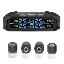 Auto-Reifendrucküberwachungssystem TPMS mit Solarenergie, Digitale Anzeige, Automatische Alarmanlage mit 4 Externen Sensoren