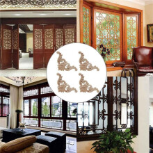 40 Pcs Wood Carving Decal Wood Carved Mouldings Corner Applique Home Door Decor Wood Carving for Door Cabinet Windows