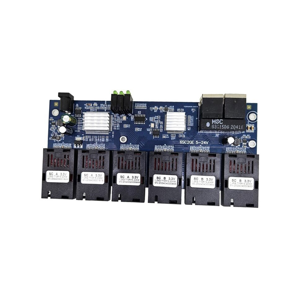100/1000M Ethernet Optical Fiber Media Converter Gigabit 6Xfiber Port 2Xrj45 Port Ftth Singlemodefiber Pcba Board 4714239763556