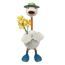 Garten-Entenstatue, Kunsthandwerksfiguren Aus Eisen, Stehende Kunstdekoration mit Bepflanzbarer Blumenvase, Wetterfest für Villa B im Freien