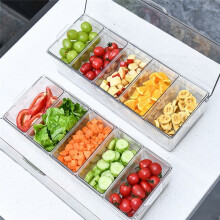 Plateau à Condiments avec 5 Compartiments Amovibles, Plateau de Service avec Couvercle, Plateau de Service pour Fêtes et Barre pour Collation Aux