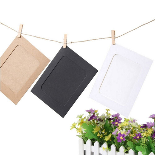 Πακέτο 10 χάρτινων κορνιζών φωτογραφιών με ξύλινα κλιπ και κρεμαστά 2