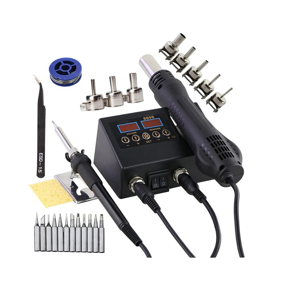 8898 Soldering Station Portable Digital Hot Air Bga Rework Solder Station For Cell-Phone Pcb Ic Welding Tools Eu Plug 4712256529230