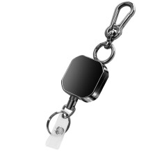 Porte-CléS RéTractable, Porte-Badge D'Identification en MéTal Robuste, Porte-CléS Mousqueton avec Clip de Ceinture, Cordon en Acier de 27,5 Pouces