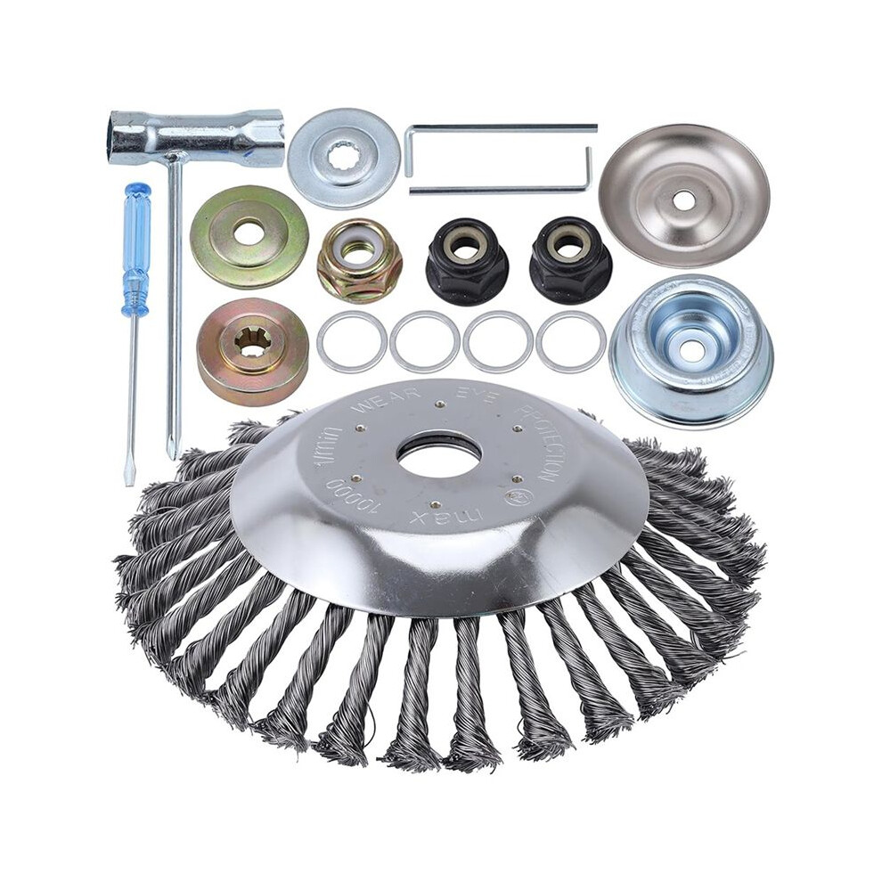 Rotary Wire Brush Trimmer Weed Blade Cutter With Universal Adapter Kit, Garden Lawn Mower String Trimmer 8Inch 4711824120701