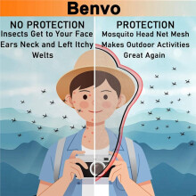 Mosquito Net Mesh,Face Neck Fly Netting Hood From Bugs Gnats Noseeums Screen Net Fits Most Sizes of Hats Caps