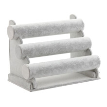 Ice Gray Velvet 3 Tier Bracelet Holder Jewelry Display Stand Emeral Bracelet Watch Organizer Organizer Jewelry Holder