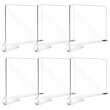 6Pcs Clear Acrylic Shelf Dividers for Organization Closets Shelf and Closet Separator for Bedroom Office Shelves