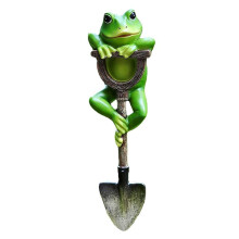 Frosch-Figur, Statue, Outdoor-Dekoration, Frosch mit Schaufel, Pflanzendekoration, Landschaft, Kunstharz, Skulptur, Geschenk, KunstzubehöR