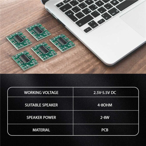 5 Pcs Digital Power Amplifier Board,2X3W Type D PAM8403 Audio Module  5V Digital Audio Amplifier Board Module