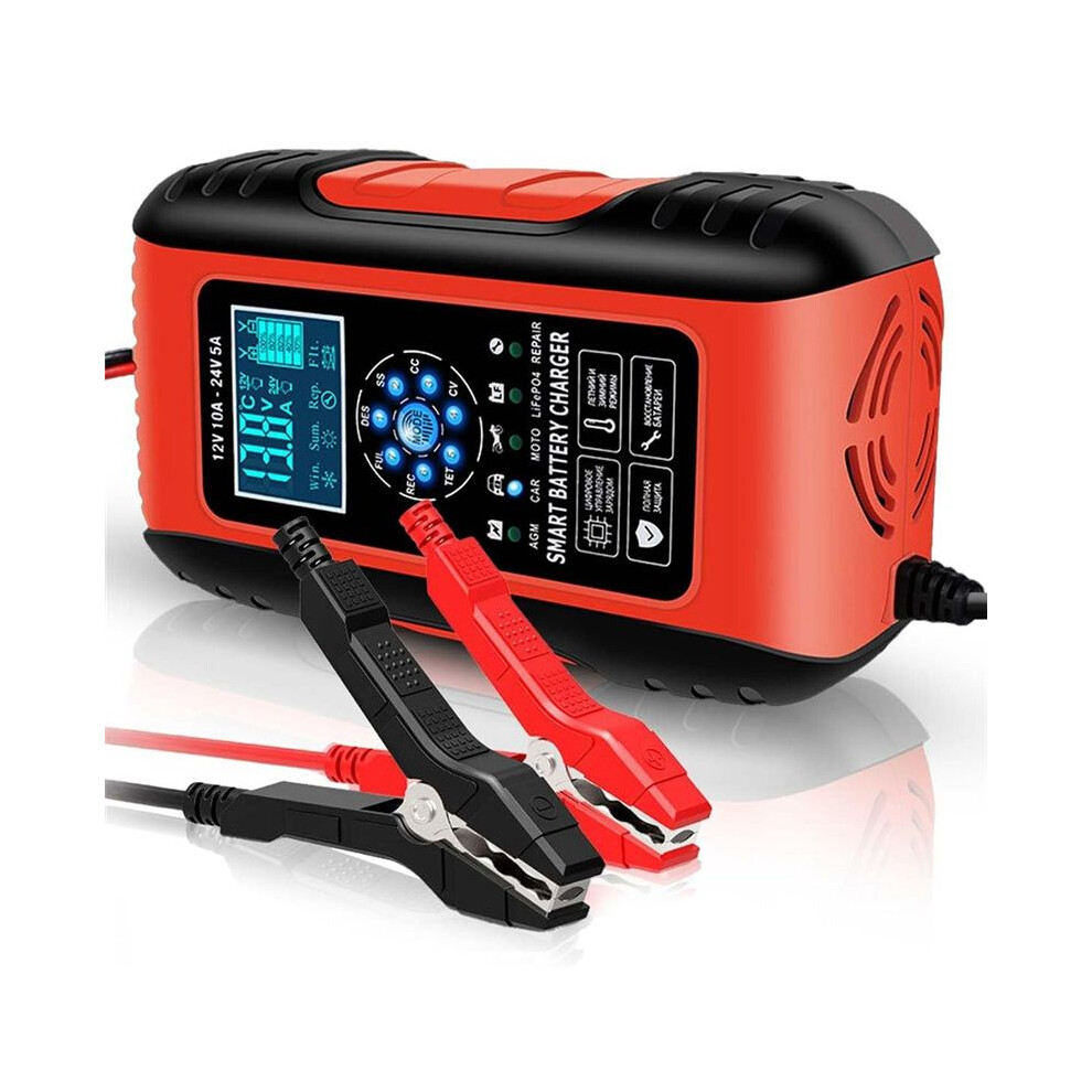 12V/10A 24V/5A Car Battery Charger With 7 Charge Stages, For Agm, Wet & Gel Lead Acid Batteries,Eu Plug 4711282439070