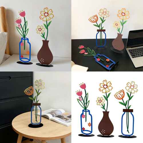 Metal Flower Vase Table Decorations Rustics-yellow flower 2