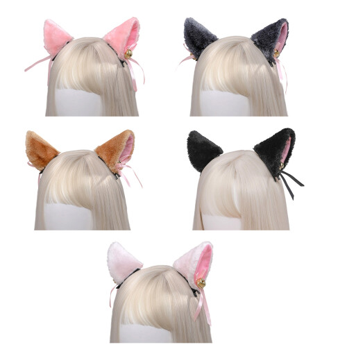 Realistic Artificial Cats Ears Headwear for Costume-White 1