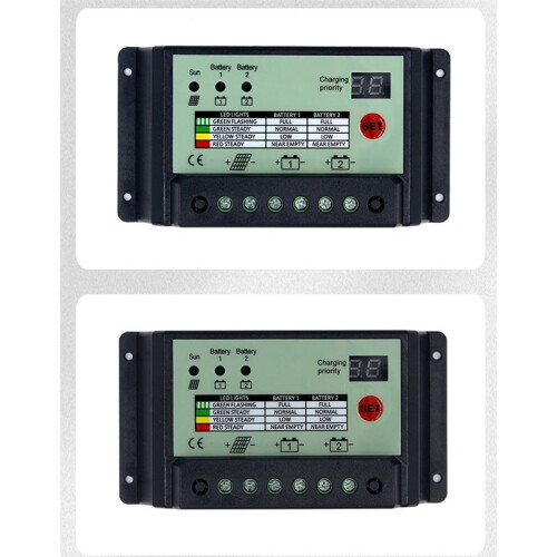 Dual Battery Solar Charge Controller PWM 12V 24V System Batterier Power Panel Regulator Charger(20A)