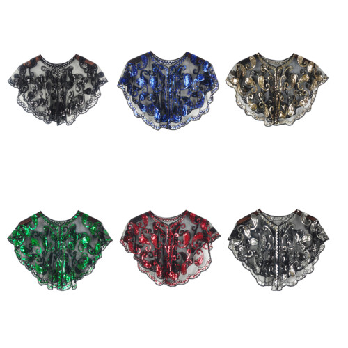 Glittering Party Wrap Breathable Mesh Sequins Embellished-Red 1