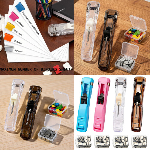 200 Metal Push Clips And 4 Multiple Color Clips Holders Office 1