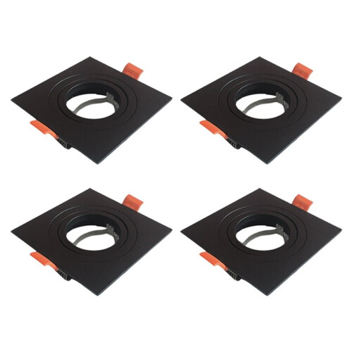 4PCS Recessed Square Ceiling Light Housing Adjustable GU10 MR16 Bulb Holder Frame for Ceiling Spotlights