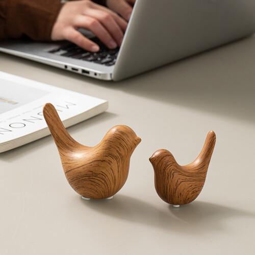 2 Stück klassische Holzoptik, Vogelform, Ornamente, Figuren, 1