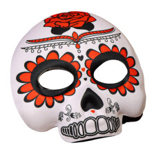Day of The Deads Mask Sugar Skull Mask with Rose Decorations-A