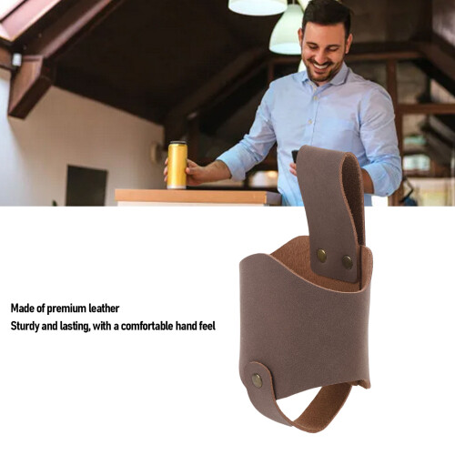 Dunkelbrauner Leder-Bier-Gürtelhalter für Flaschen 2