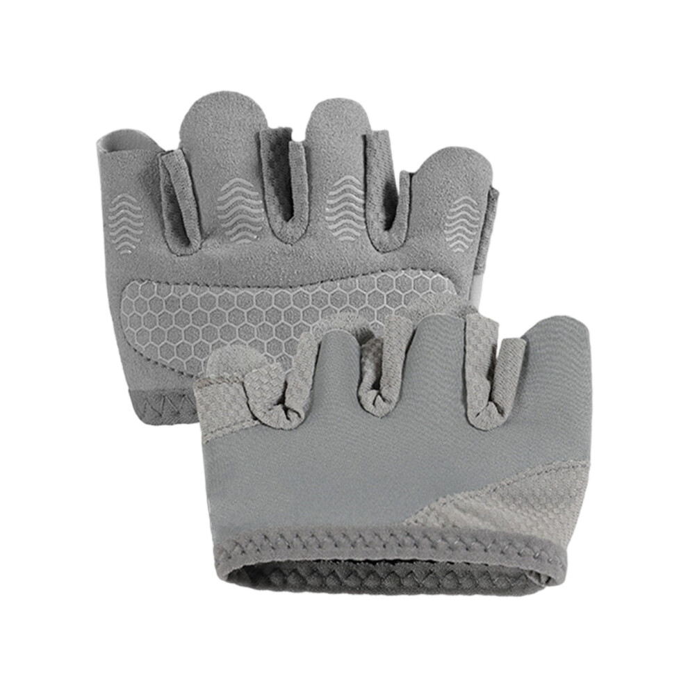 Gray Short Workout Gloves For Weight Lifting Full Palms- M