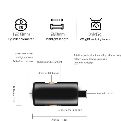 E2  Keychain Flashlight - Rechargeable USB Magnetic Charging, Compact & Bright LED Pocket Light for Emergencies 2