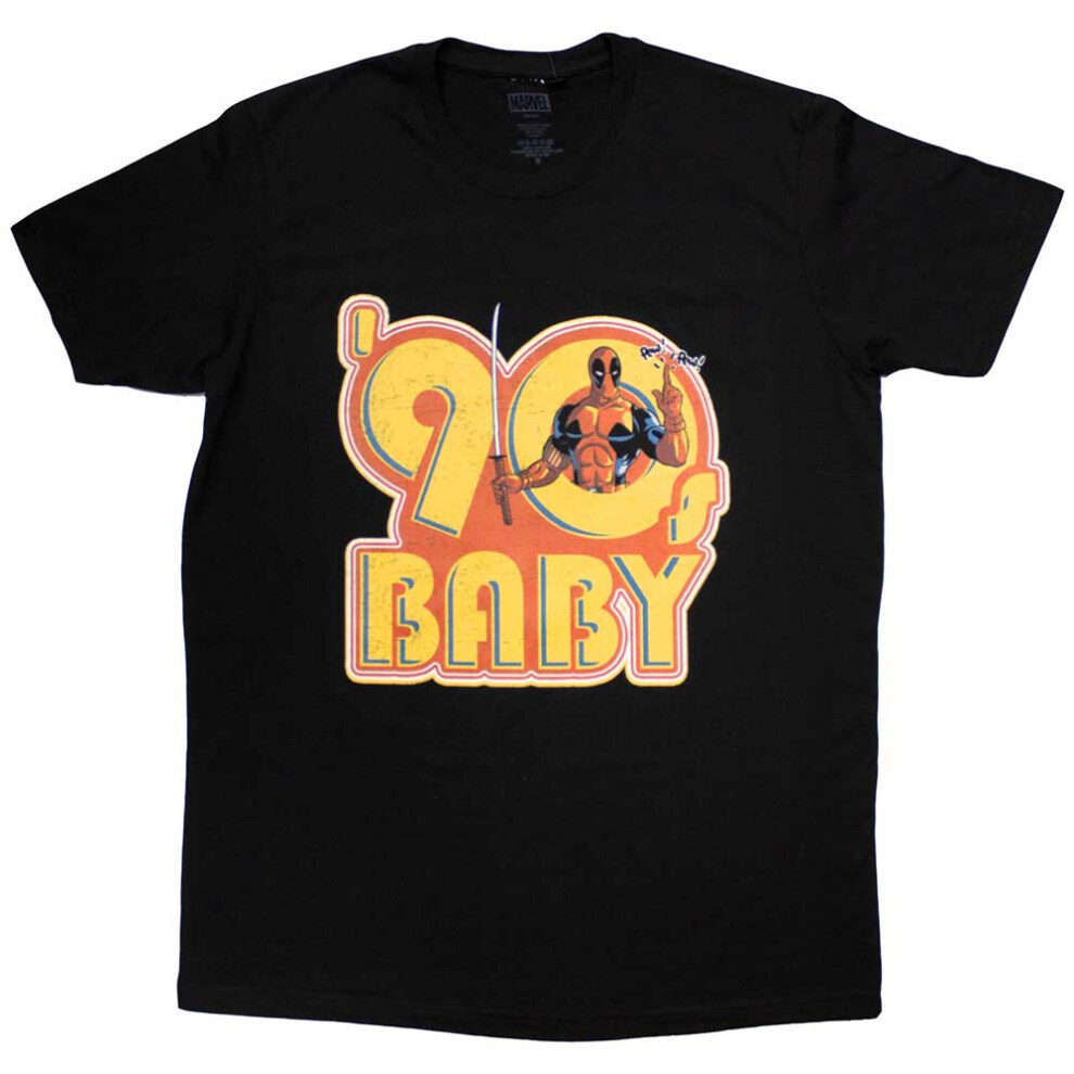 Marvel (M, ) Deadpool 90S Baby Retro Logo T Shirt Black