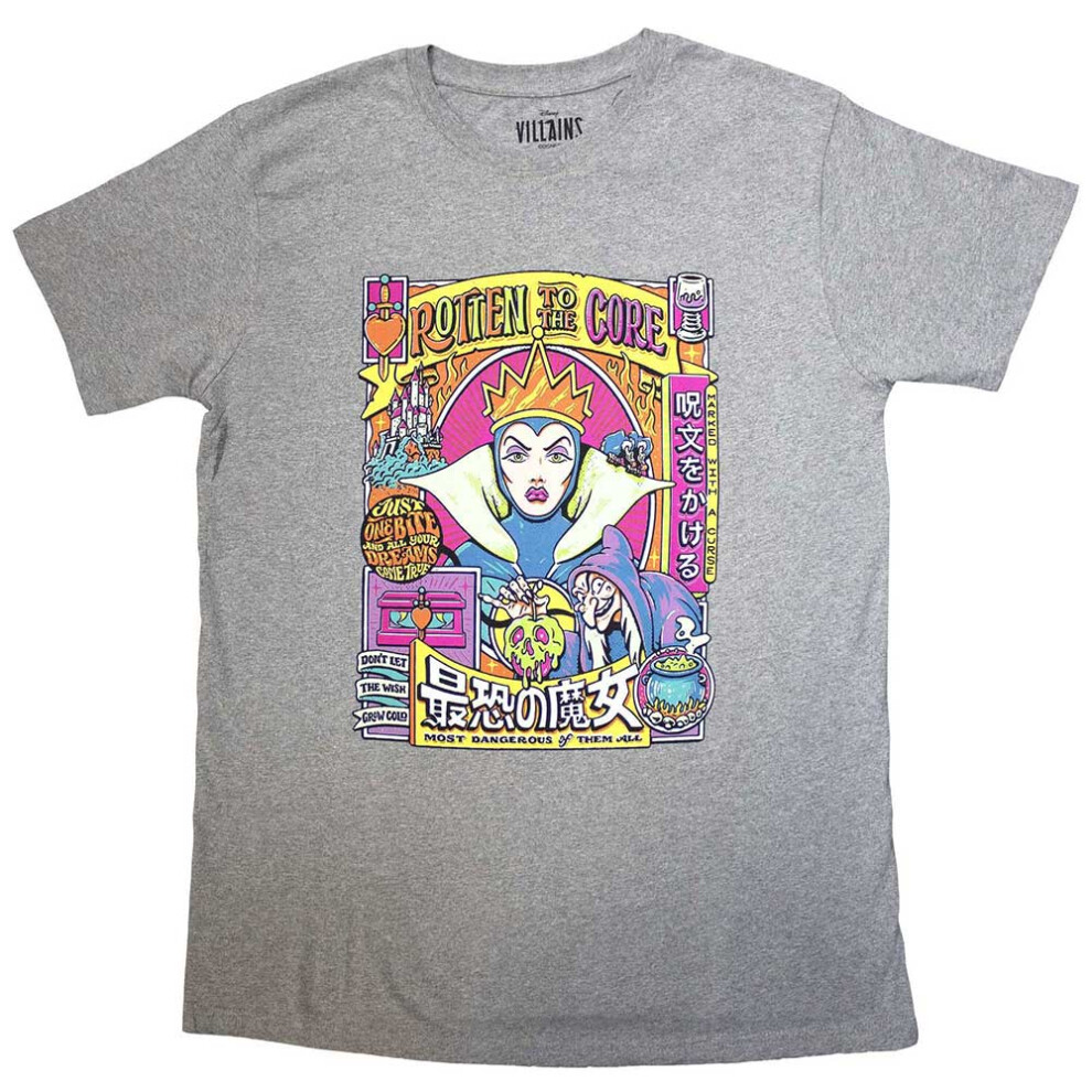 Disney (L, Grey) Snow White Evil Queen Rotten To The Core T Shirt White,Grey