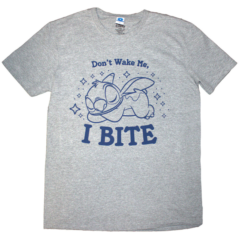 Disney (Xxl, ) Lilo And Stitch I Bite T Shirt Grey