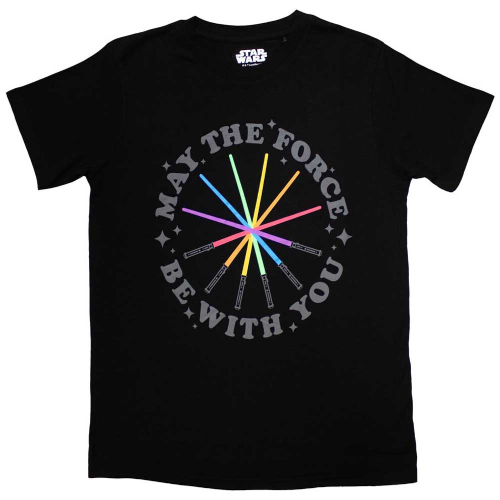 Star Wars (S, ) Rainbow Sabers T Shirt Black