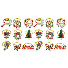 Conjunto de Anéis de Guardanapo de Natal Com 18 Peças Porta-Guardanapos de Natal Em Metal ÁRvore de Natal Decoração de Anéis de Guardanapo
