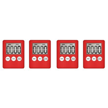 Digital Kitchen Timer, Timer, Egg Timer, Suitable for Work, Sports Timer, Game, Cooking Timer, 4 Pack Red