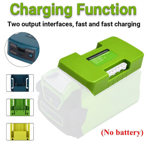 USB Fast Charger Adapter for //Greenworks 40V Li-Ion Battery Rack Holder USB Type-C Interface for 1