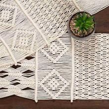 2X Macrame Table Runner, Boho Wedding Table Decor, Handwoven Vintage Farmhouse Bohemian Dining Room Style Decorations