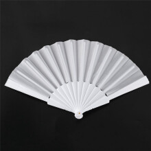 3X Plastic Fabric Hand Foldable Fan for Ladies Men White