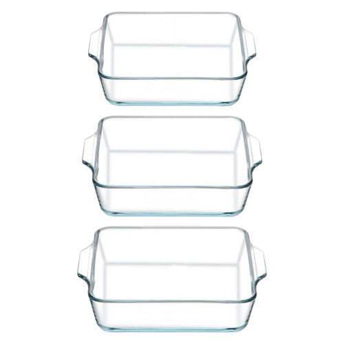 Set of 2 Clear Glass Roasting Pans Kitchen Bakeware-1.3L 2