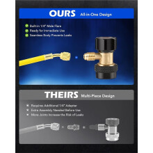 R134a Adjustable Quick Coupler Adapters, High & Low Pressure 2pc R134a Fitting Adapter Set with 1/4" Male Flare